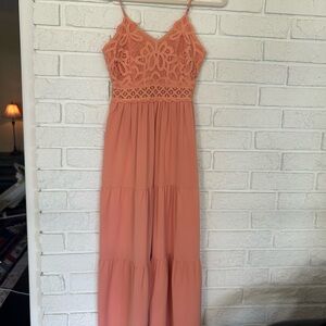 Coral Lace Maxi Dress